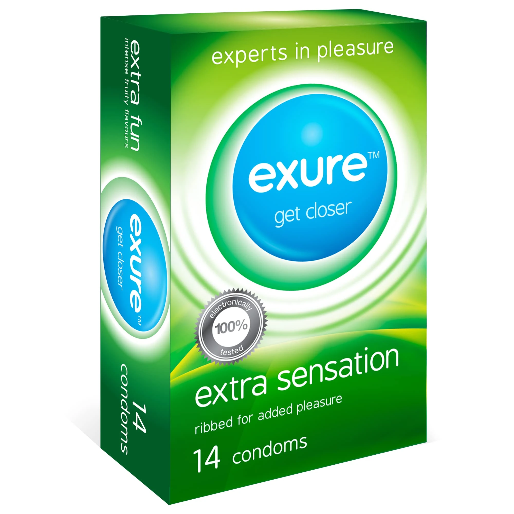 SOL 14pk Condoms Thin Extra Feel for Men - Lubricated, Sensitive Ribbed Type Best for Her. Electronically Tested for Long Last Delay Enhancing Bedroom Fun & Pleasure. Safer Sex & Contraception.