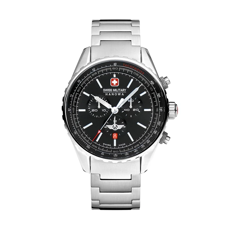 Swiss Military Hanowa SMWGI0000303 Men's Analogue Quartz Watch with Stainless Steel Strap, Silver, One Size, Bracelet