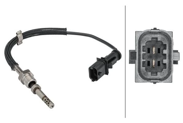 HELLA 6PT 358 181-461 Sensor, exhaust gas temperature - 2-pin connector - Bolted - Cable: 220mm