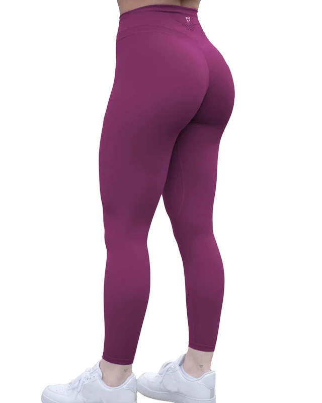 TomTiger Women's Yoga Pants 7/8 High Waisted Workout Yoga Leggings for Women Butt Lifting Tummy Control Booty Tights, Magenta Purple, XS