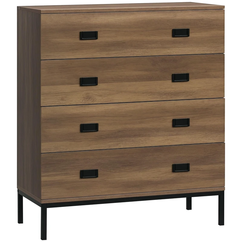 HOMCOM Chest of Drawers, 4 Drawer Unit Storage Chest Bedroom Living Room