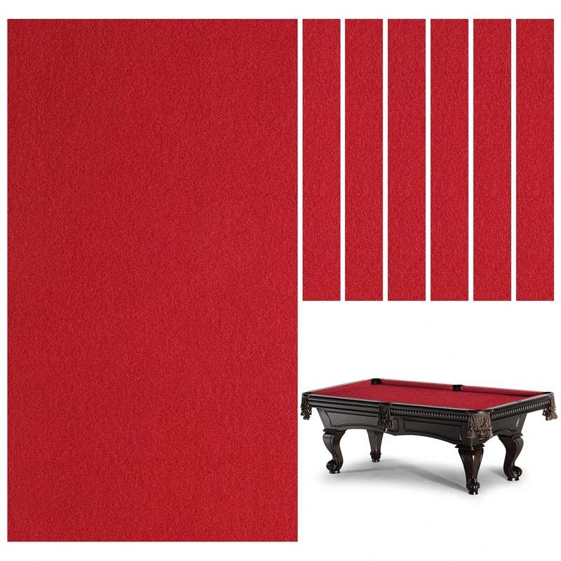 Anjetan Billiard Tablecloth, Billiard Pool Felt Cloth with 6 Fabric Strips, for 8ft Indoor Pool Table