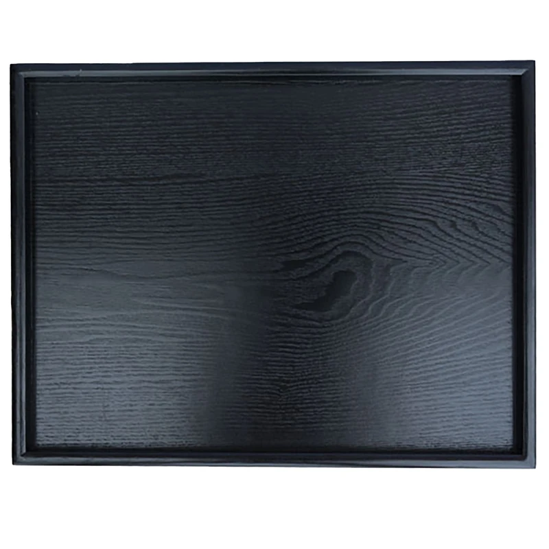 Extra Large 22" x 18" Solid Wood Serving Tray with Raised Edges - Rectangular Tray Black