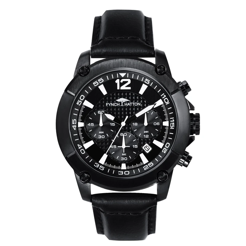 FYNCH-HATTON Chronograph Men's Watch - Black Leather Strap