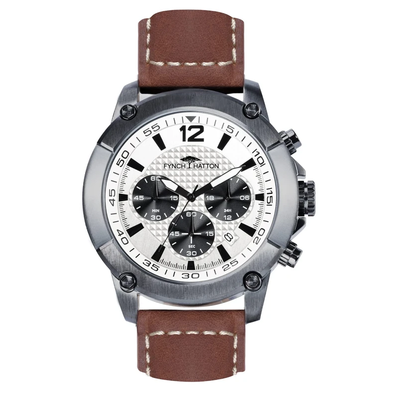 FYNCH-HATTON Men Analogue Quartz Watch with Leather Strap FHT-0005-LC