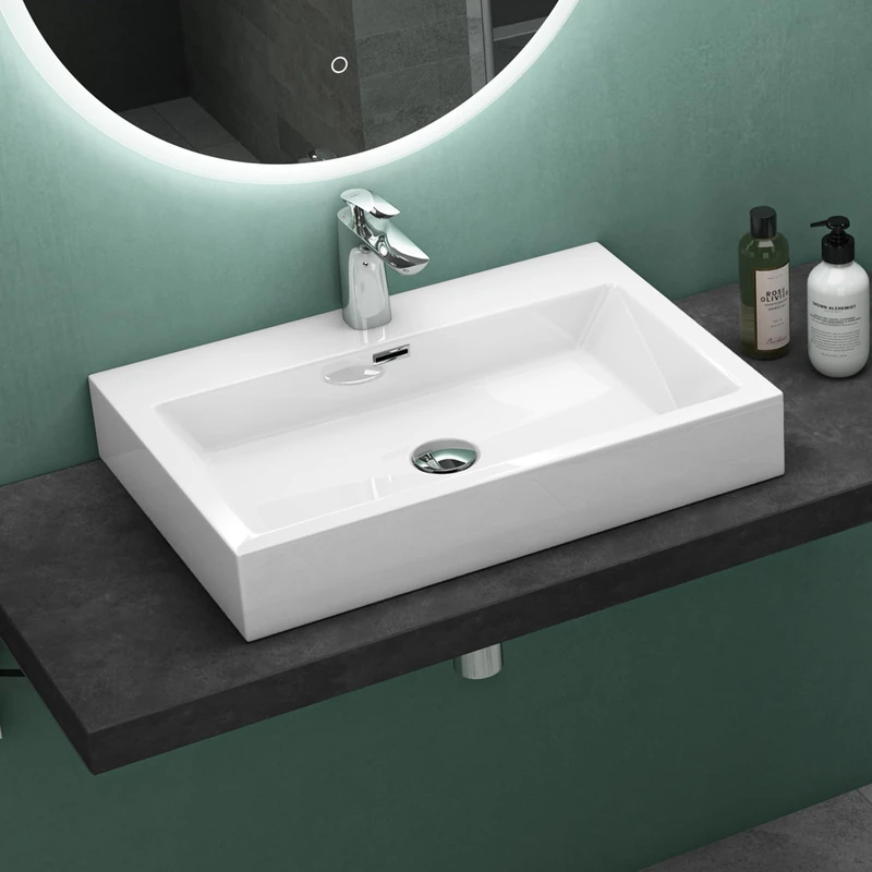 Mai & Mai Col06 Wall-Mounted Washbasin 60 cm Rectangular with Overflow 60 x 42 x 10 cm White