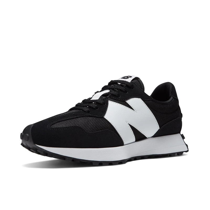 New Balance Men's 327 Shoes, Black/White, 4/M