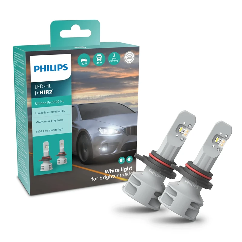 Philips Ultinon Pro5100 LED car headlight bulb (HIR2), +160%, 5.800K, set of 2
