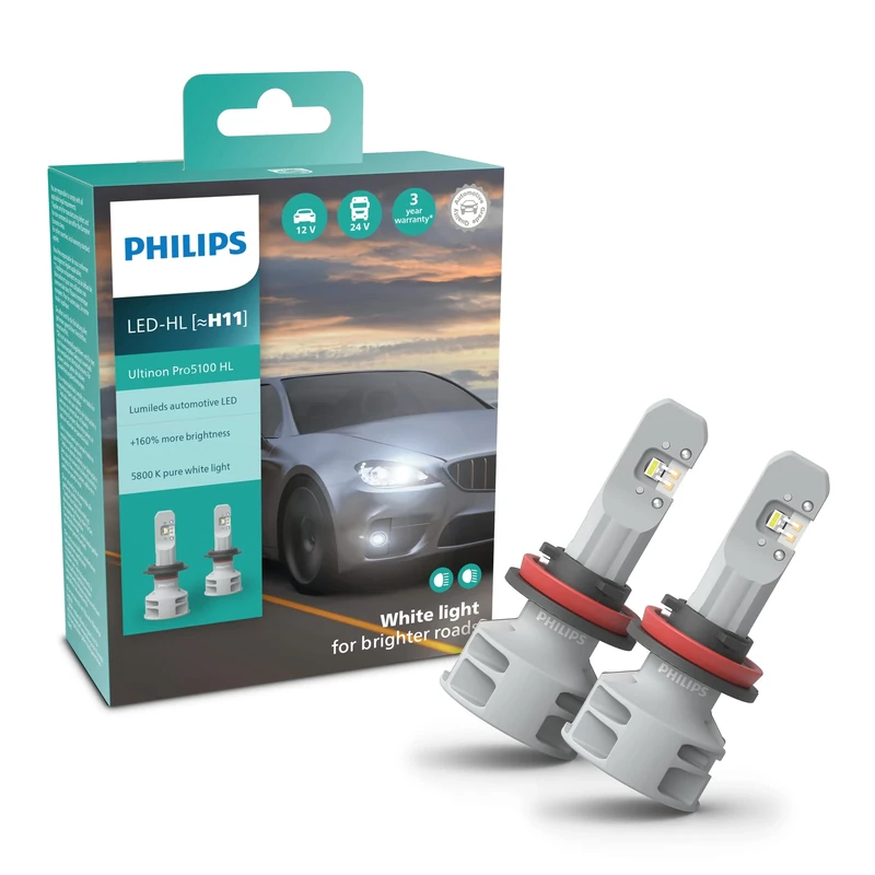 Philips Ultinon Pro5100 LED car headlight bulb (H11), +160%, 5.800K, set of 2