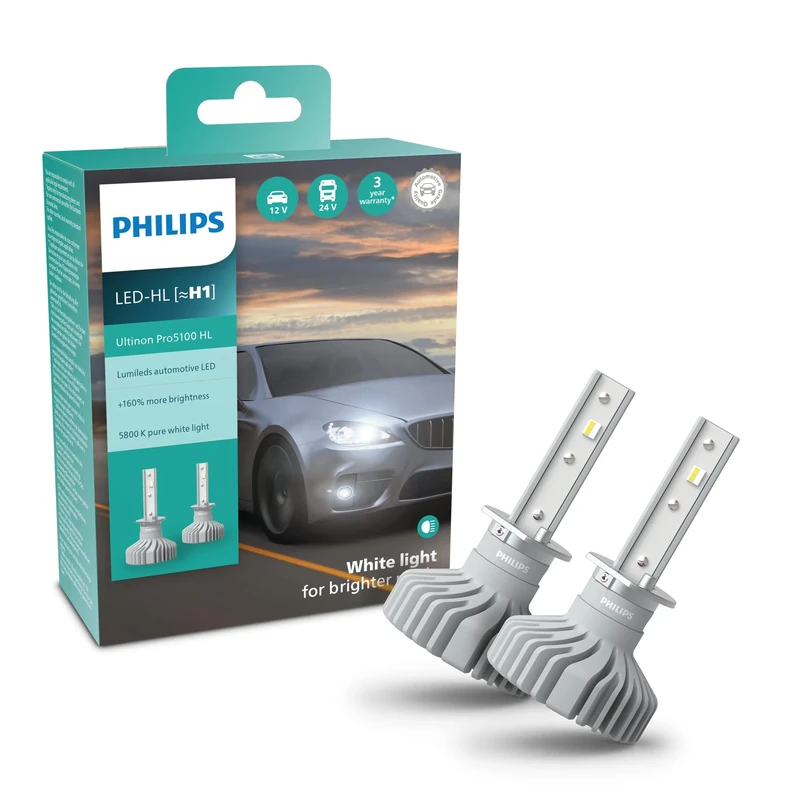 Philips Ultinon Pro5100 LED car headlight bulb (H1), +160%, 5.800K, set of 2