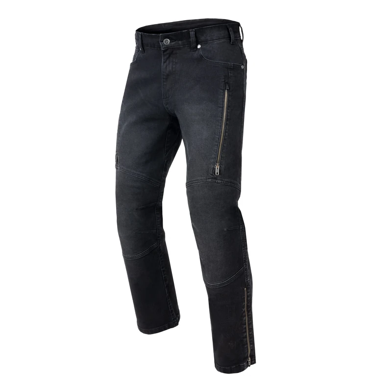 REBELHORN Hawk III Men's Motorcycle Jeans, Aramid Fibre Lining, Knee and Hip Protectors, 2 Ventilation Channels with Zip, Regular Fit, Black (Black Washed), 34 W/34 L - Image 1