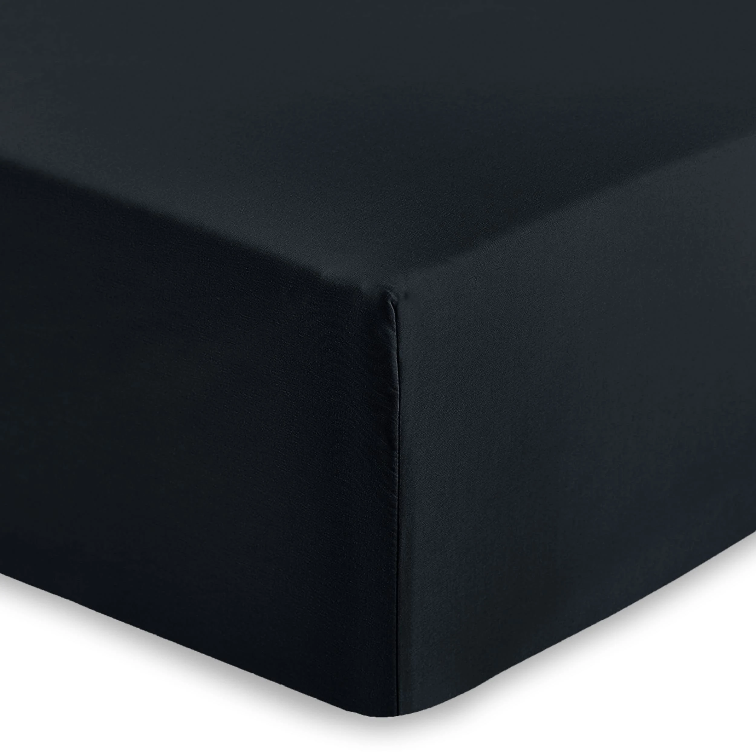 AMEHA King Size Fitted Sheet 25 cm Deep Soft Brushed Microfiber Fabric Easy Care Fade Resistant Fitted Bed Sheets (Black, 152 x 200 cm)