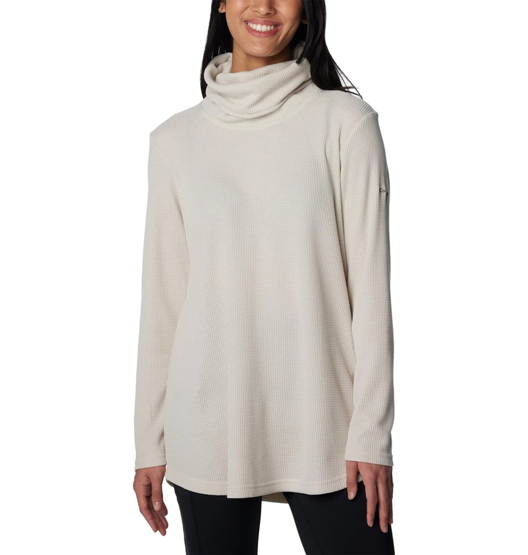 Columbia Women's Holly Hideaway Waffle Cowl Neck Pullover Sweater, Dark Stone - Image 1