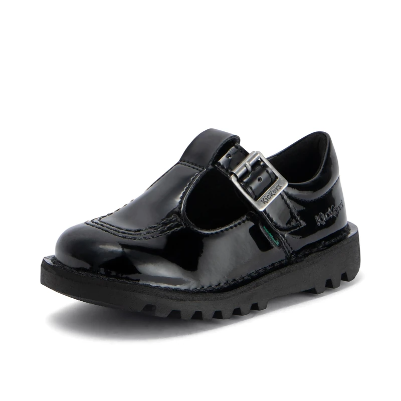 Kickers Girl's Kick T Bar Black School Shoes | Classic & Stylish | Extra Comfortable | Premium Quality, Black, 1 UK Child