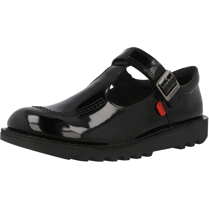 Kickers Girl's Kick T Vel School Uniform Shoe | Smart Everyday School Look | Everyday Comfort Fit, Cushioned for All-Day Wear, Black, 6 UK Child