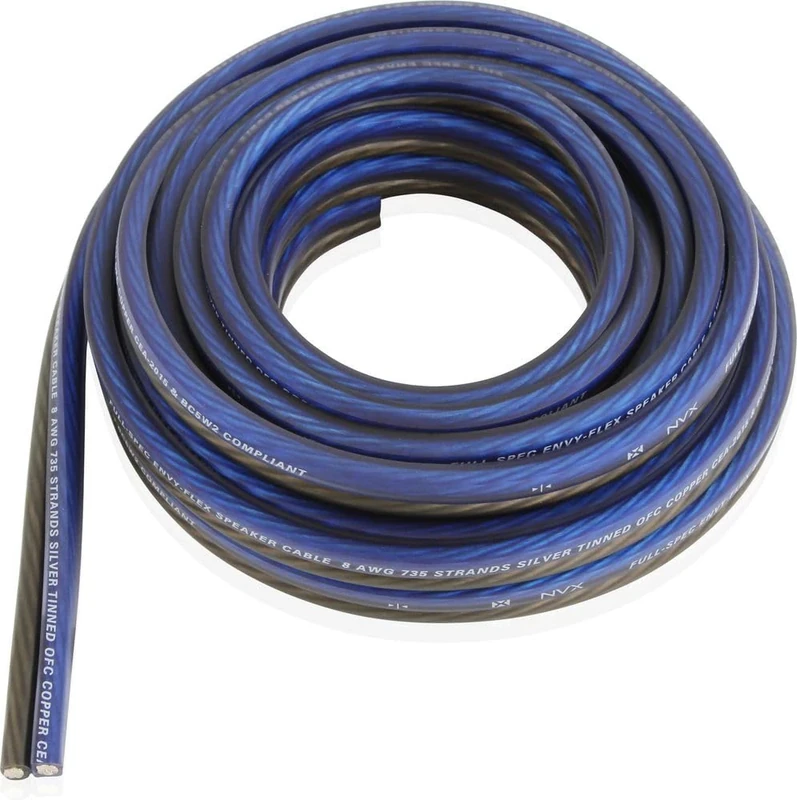 NVX Professional Grade OFC True Spec 8 Gauge Speaker Cable, 20 Ft (100% Oxygen-Free Copper) [XWS0820] - Image 1
