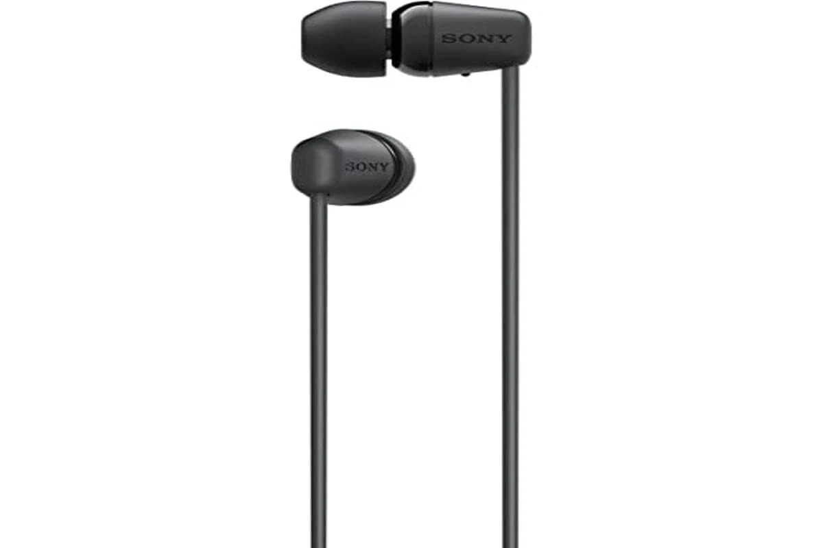 Sony WI-C100 Wireless In-ear Headphones - Up to 25 hours of battery life - Water resistant -Built-in mic for phone calls - Voice Assistant compatible Black (Renewed)