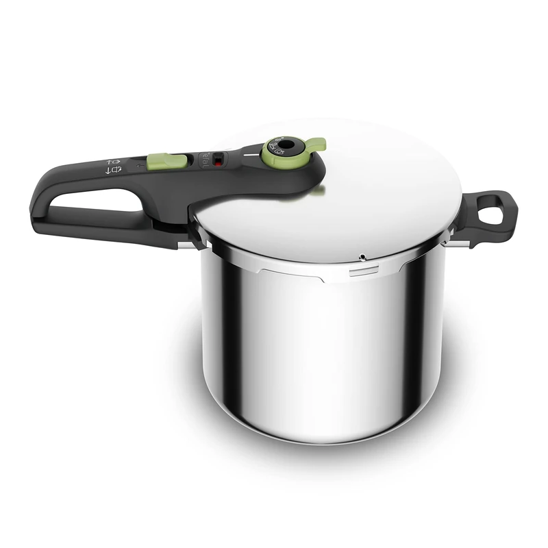 Tefal Secure Trendy 8L Pressure Cooker with Basket - Two Programs, Vegetable and Meat, Faster Meals, Tender Results, Pressure Cooker Lid, Induction Safe