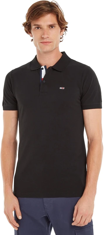 Tommy Jeans Men's Tjm Slim Placket Polo Dm0dm15370 S/S Polos, Black, XL