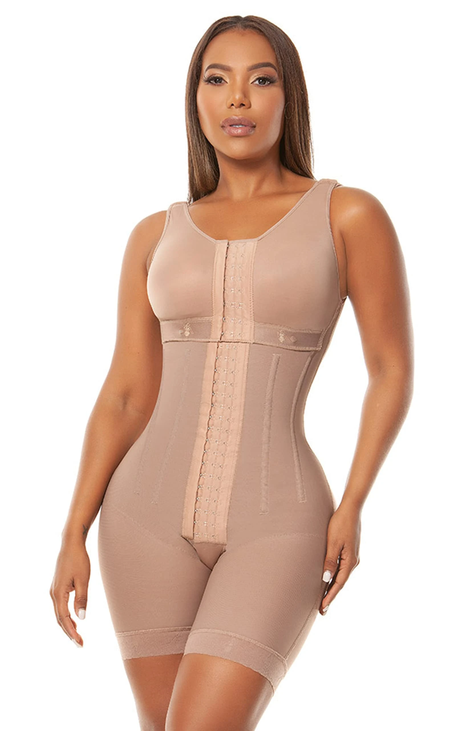 Melibelt 2033 Fajas Colombianas Moldeadoras 7 varillas Shapewear Tummy Control, Brown, Large