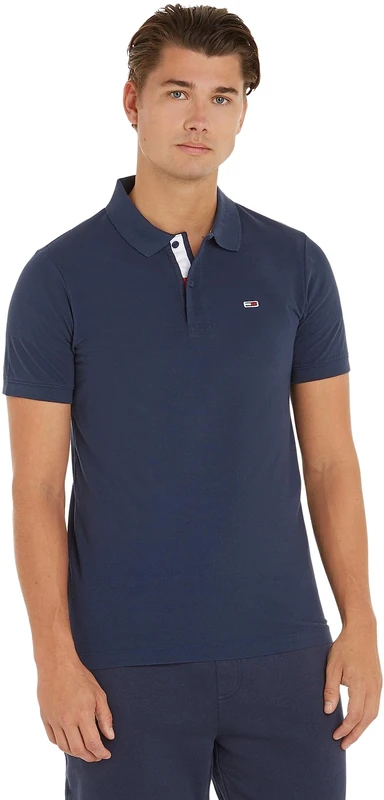 Tommy Jeans Men's Tjm Slim Placket Polo Dm0dm15370 S/S Polos, Twilight Navy, L