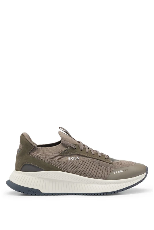 BOSS Mens TTNM EVO Slon TTNM EVO Trainers with Ribbed Sole Size 10 Dark Green