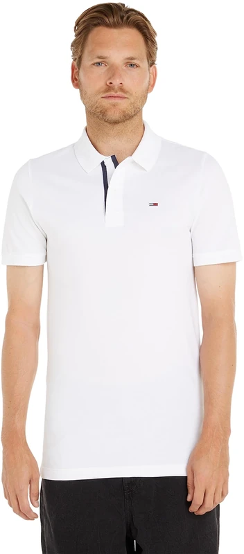 Tommy Jeans Men's Tjm Slim Placket Polo Dm0dm15370 S/S Polos, White, L