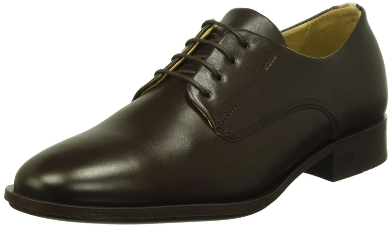 BOSS Mens Colby Derb Leather Derby Shoes with Signature Trims Size 7.5