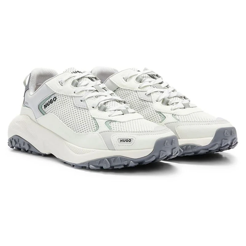 HUGO Men's GO1ST Pume Lowtop Trainers in Mesh Fabric Size, White, 9 UK