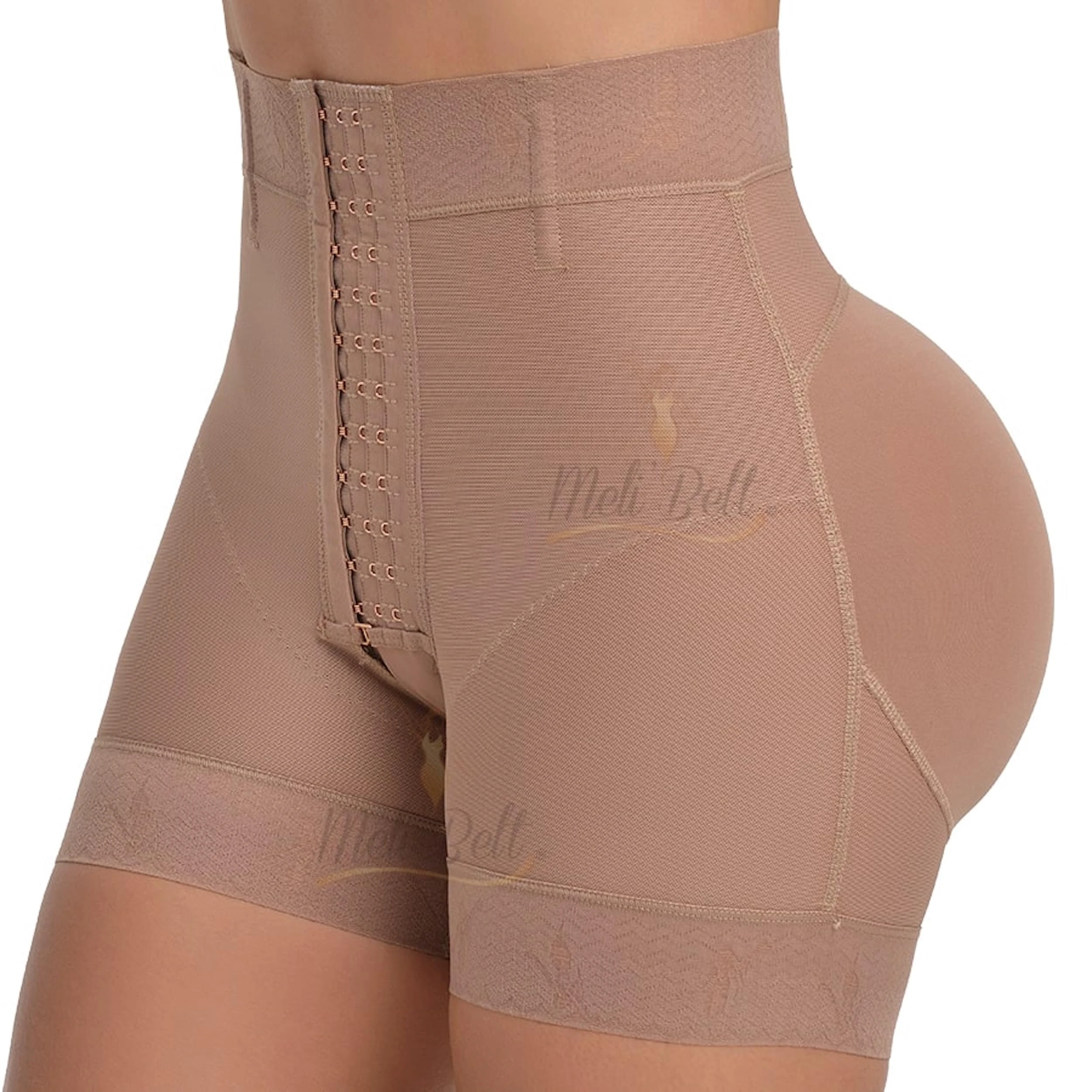 FAJAS MELI'BELT 5035 Faja Shorts Colombiana High Waist Butt Lifter Shorts Levanta Cola Colombianos, Brown, XS