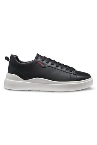 HUGO Mens Blake Tenn Cupsole Trainers in Smooth Leather Size 8 Black