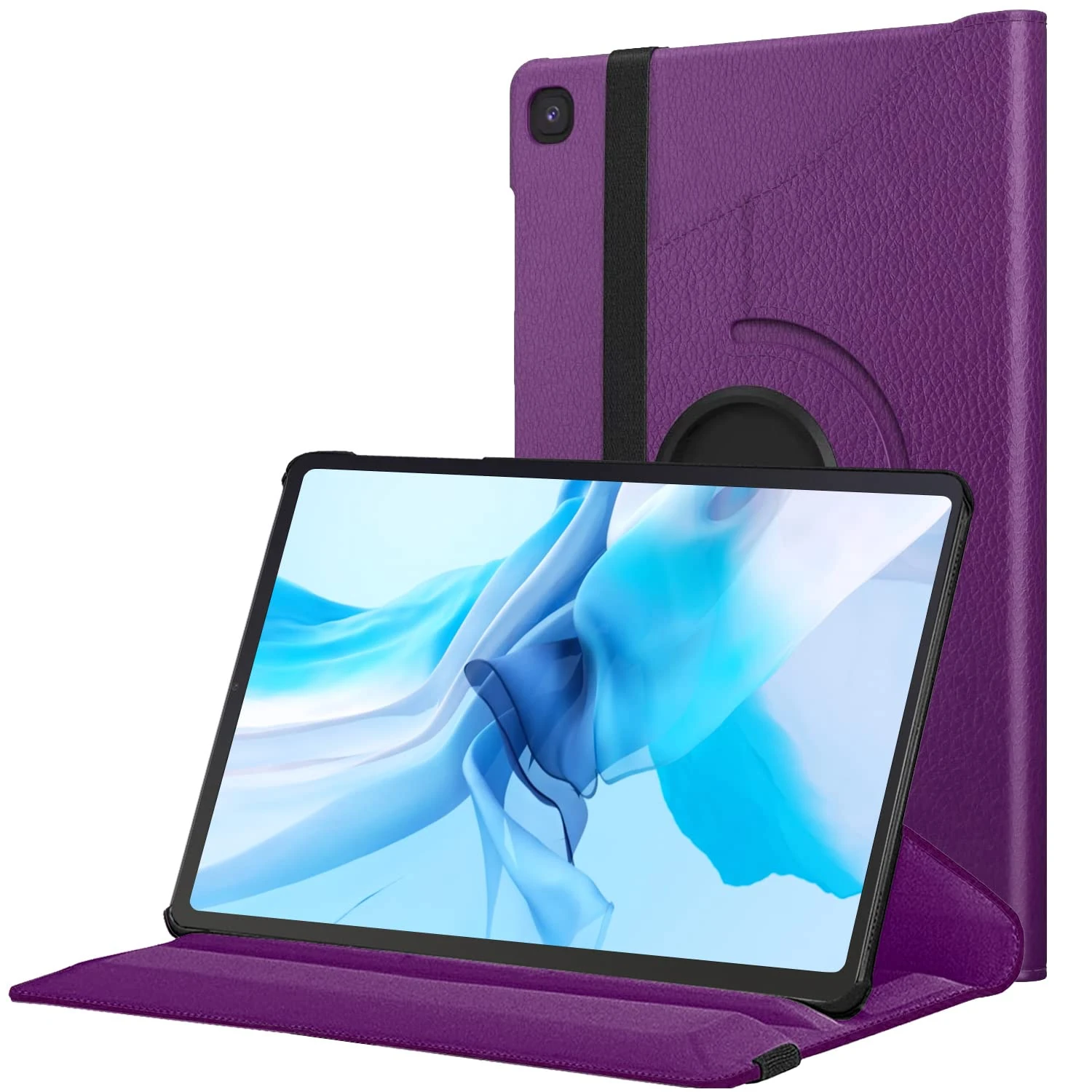 Samsung Galaxy Tab A Case 10.1 Inch 2019 (SM-T510/T515/T517) | PU Leather 360 Rotate Case with Auto Wake/Sleep Feature | KONDUWANA Protective Stand Cover | Not For Tab A 10.1" 2016 Model (Purple)