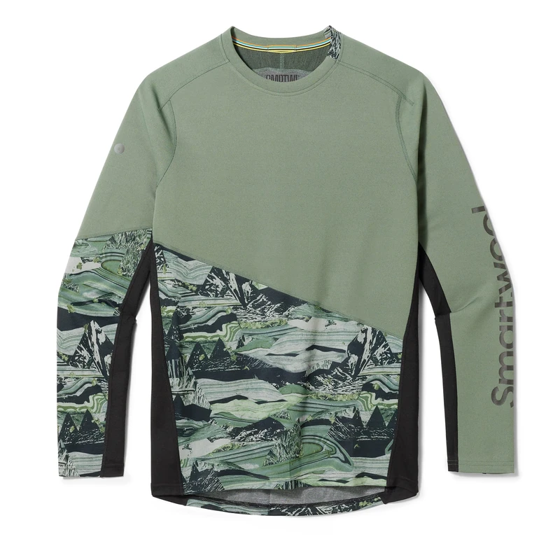 Smartwool Mens Mountain Bike Long Sleeve Jersey, Sage Marble Giants, S EU