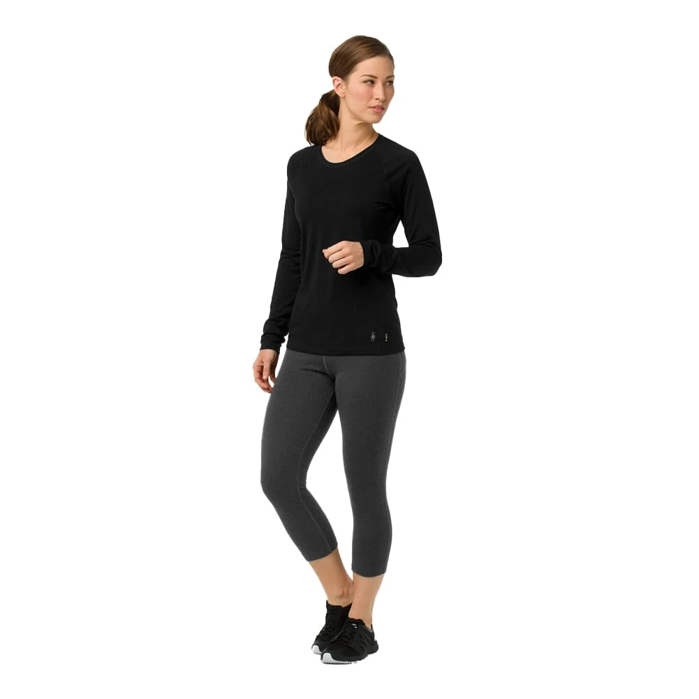 Smartwool Women's Classic All-Season Merino Wool Base Layer Long Sleeve Shirt (Slim Fit), Black, XL
