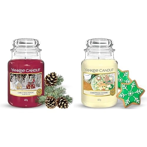 Bundle of Yankee Candle Scented Candle | Christmas Magic Large Candle | Long Burning Candles: up to 150 Hours + Yankee Candle Scented Candle | Christmas Cookie Large Candle | Long Burning Candles