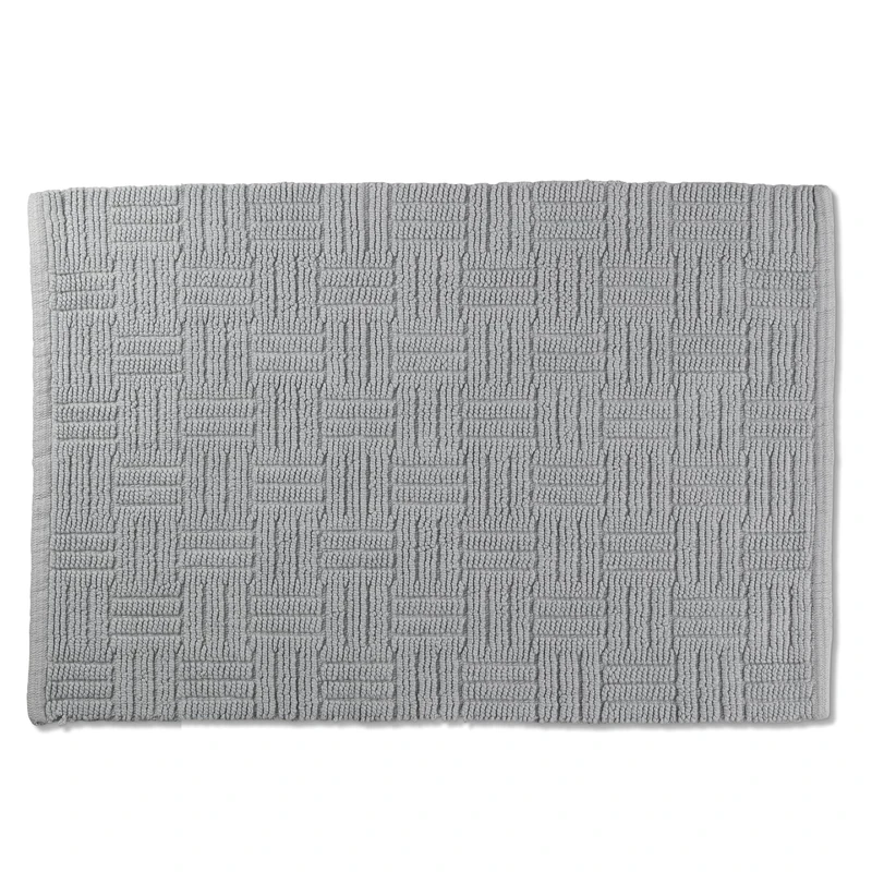 kela Leana Non-Slip Bath Mat 60 x 100 cm Bathroom Rug Grey Washable 100% Cotton Bath Mat in Braided Look Rock Grey
