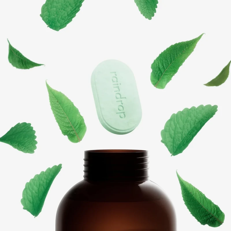 Raindrop Clean 4x Hand Wash Tablets - 300ml Refill, Mint & White Tea - Image 1
