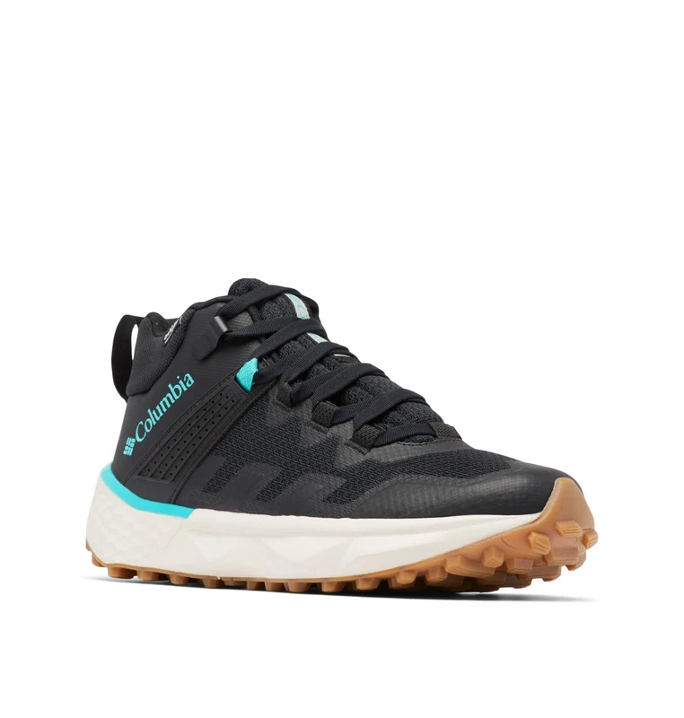 Columbia Women's Facet 75 Mid Outdry waterproof mid rise hiking boots, Black (Black x Bright Aqua), 9 UK