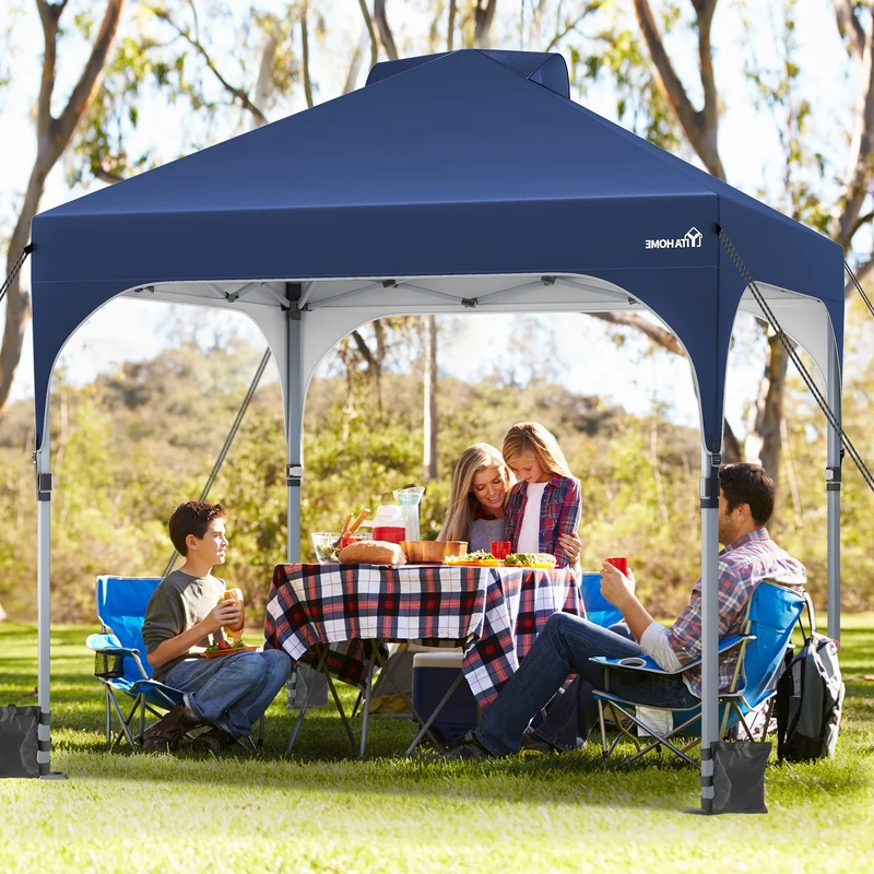 YITAHOME 3x3M Instant Heavy Duty Pop Up Gazebo, Folding Garden Camping Party Tent Canopy Marquee with Roller Bag, Stakes and Ropes for Patio Markets Beach