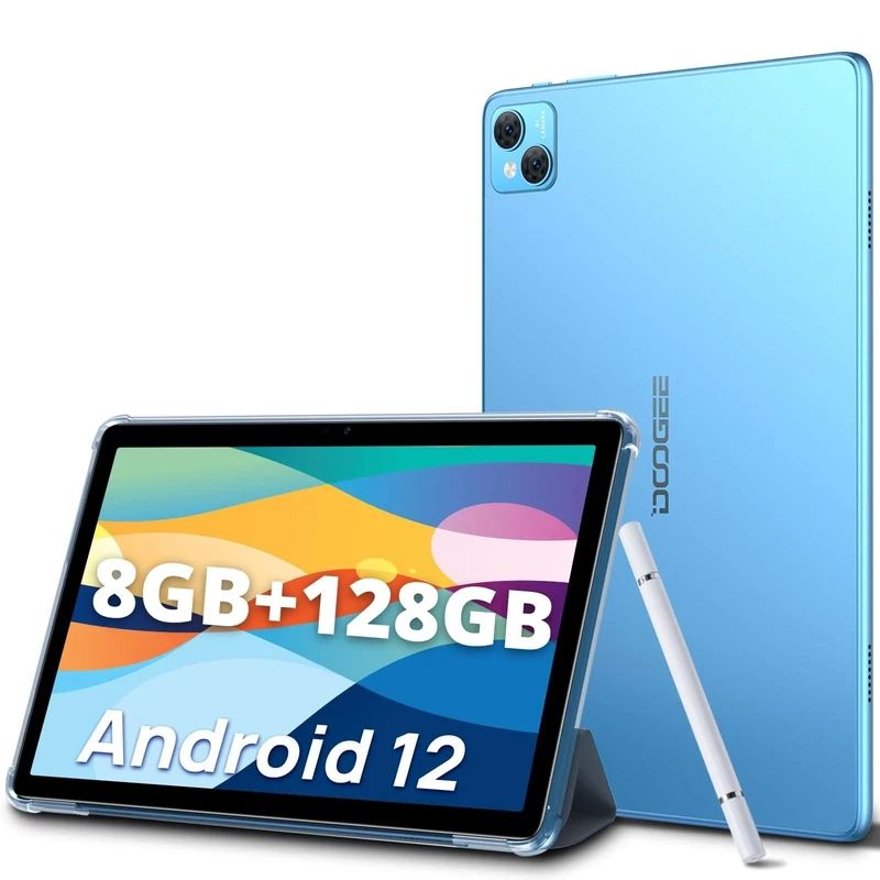 DOOGEE T10 Android 12 Octa-Core 10.1 Inch Touch Tablet 15GB+128GB (TF 1TB), 8300mAh 13MP+8MP Camera, TÜV Certificate, Dual 4G LTE/SIM Tablet PC, WiFi, BT5/GPS/Type C – Blue