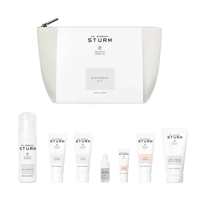 Discovery Kit by Dr. Barbara Sturm for Women - 8 Pc 1.69oz Cleanser, 0.67oz Facial Scrub, 0.67oz Face Mask, 0.1oz Hyaluronic Serum - Image 1