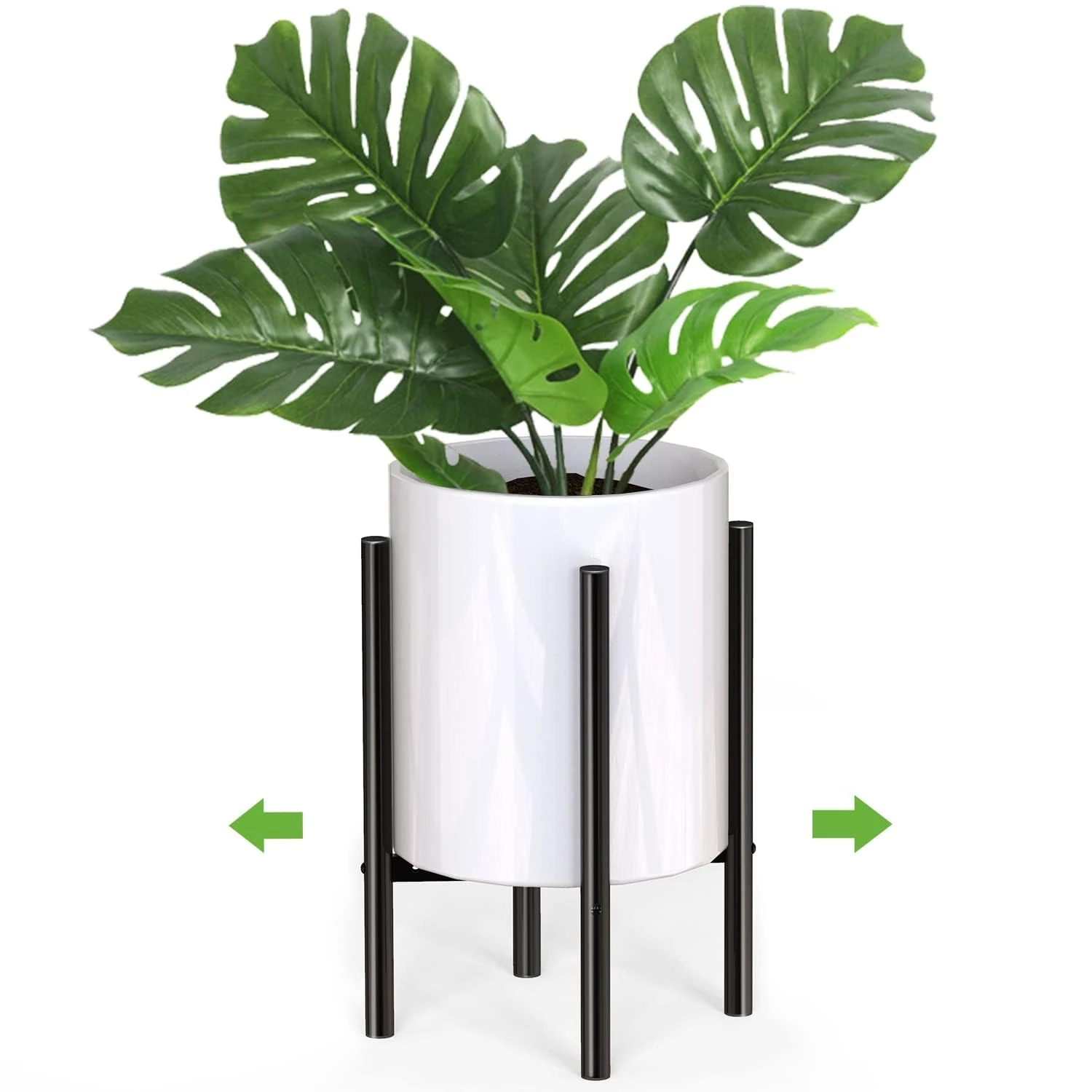 Mutool Adjustable Plant Stand, Metal Plant Stands Indoor Outdoor, Modern Plant Holders Plant Rack, Flower Stand Holder for 8-10 in Plant Pot, Black