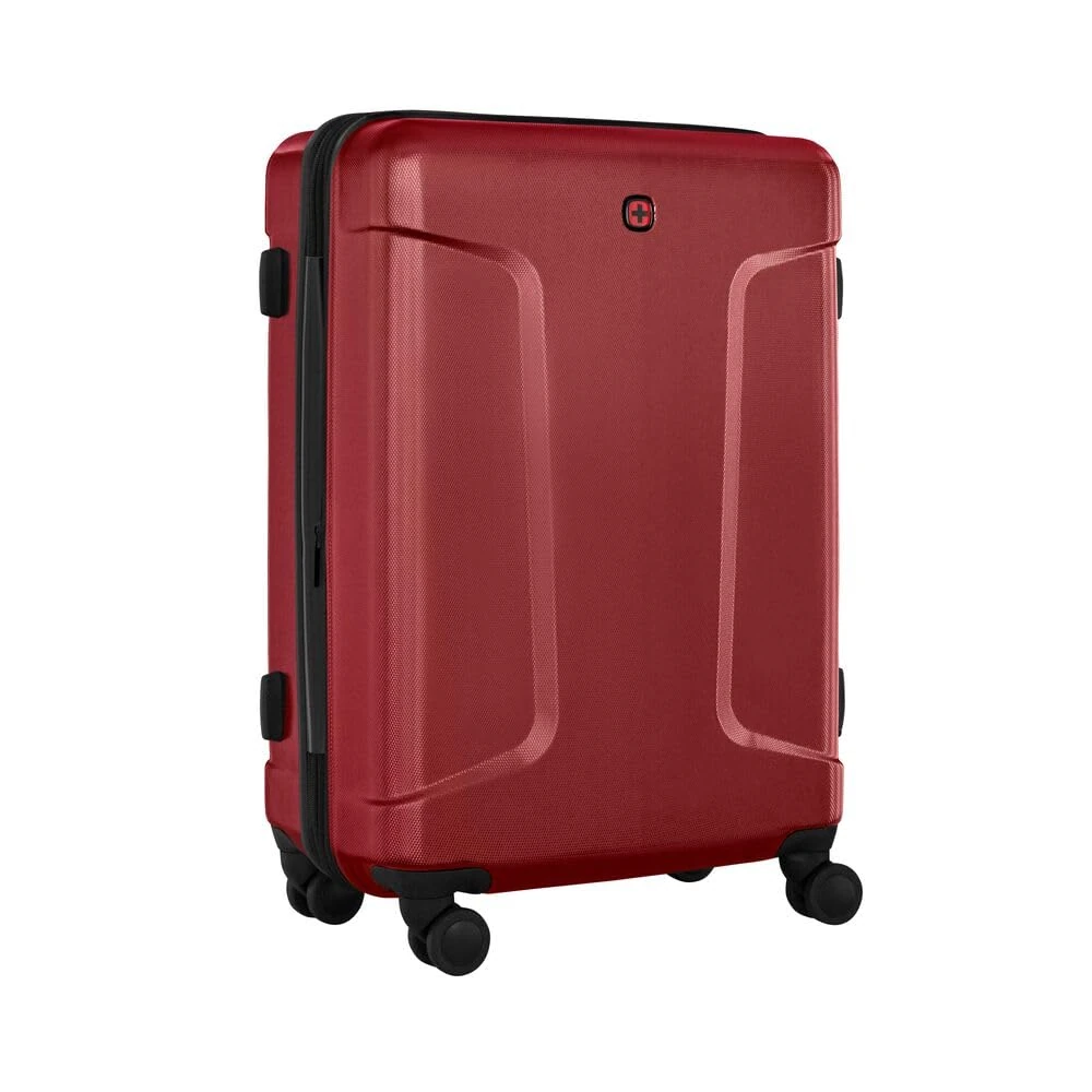 WENGER Legacy Medium Hardside Case with 4 Wheels, Trolley, Medium, 66 (79) l, Safety Lock, Women Men, Travel Holiday, red, 610872