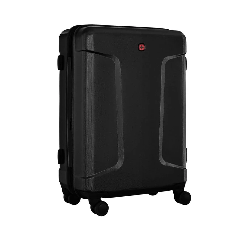 WENGER Legacy Medium Hardside Case with 4 Wheels, Trolley, Medium, 66 (79) l, Safety Lock, Women Men, Travel Holiday, Black, 610866