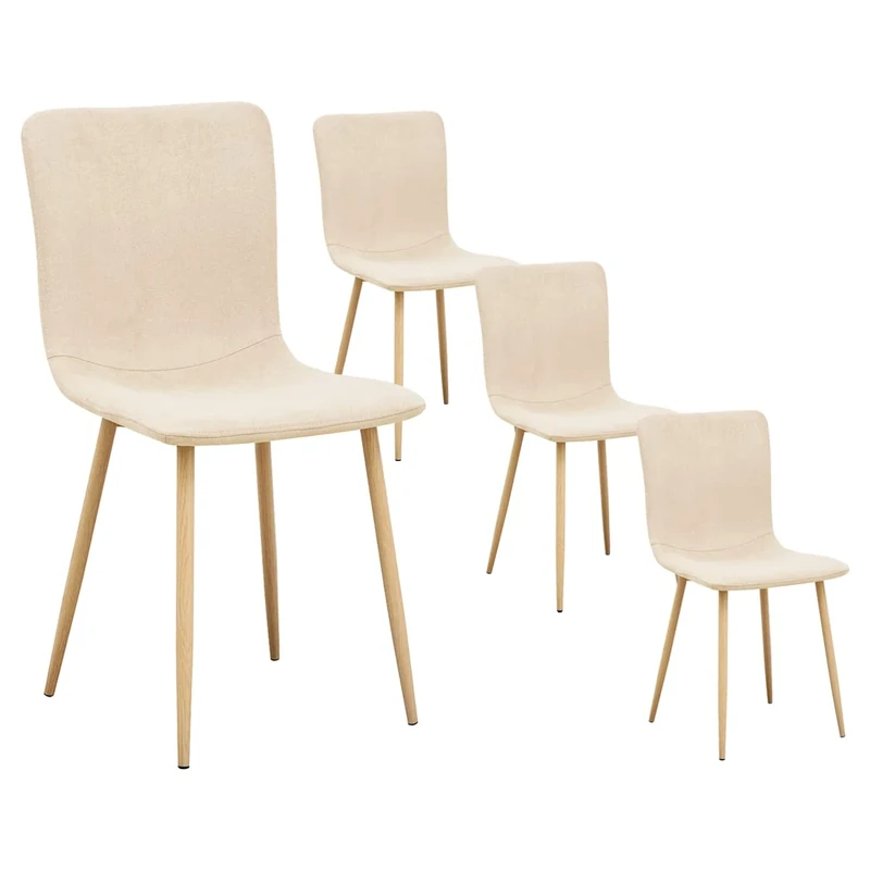 FurnitureR Dining Chairs Set of 4 Beige Fabric Scandinavian Kitchen Chairs for Dining Room, Reception, Home Office, Beige