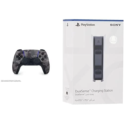 Grey Camo DualSense + Charging Station