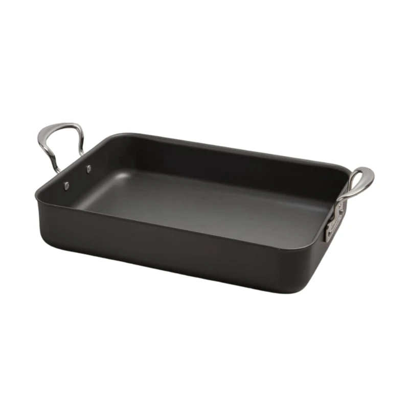 Samuel Groves Mermaid Bakeware Hard Anodised Roasting Dish Tray with Classic Handles, Made in England (16") | 16-inch Deep Roasting Pan | Hard Anodised Cookware