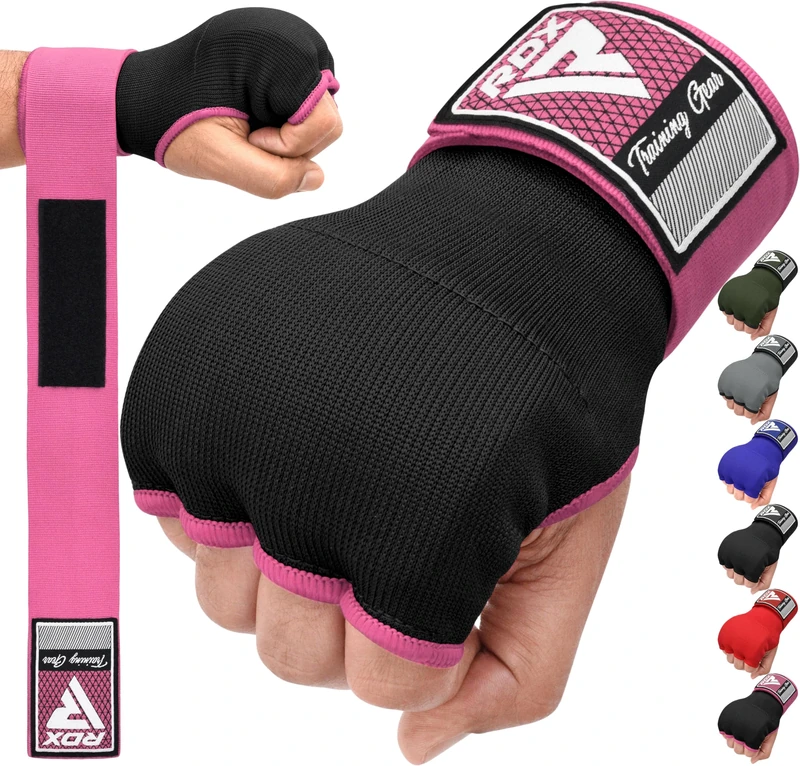 RDX Gel Boxing Hand Wraps Inner Gloves for Men Women, Quick 100cm Long Wrist Straps, Elasticated Padded Fist Hand Protection, Adults Kids, Muay Thai MMA Martial Arts Training Under Mitt Bandages