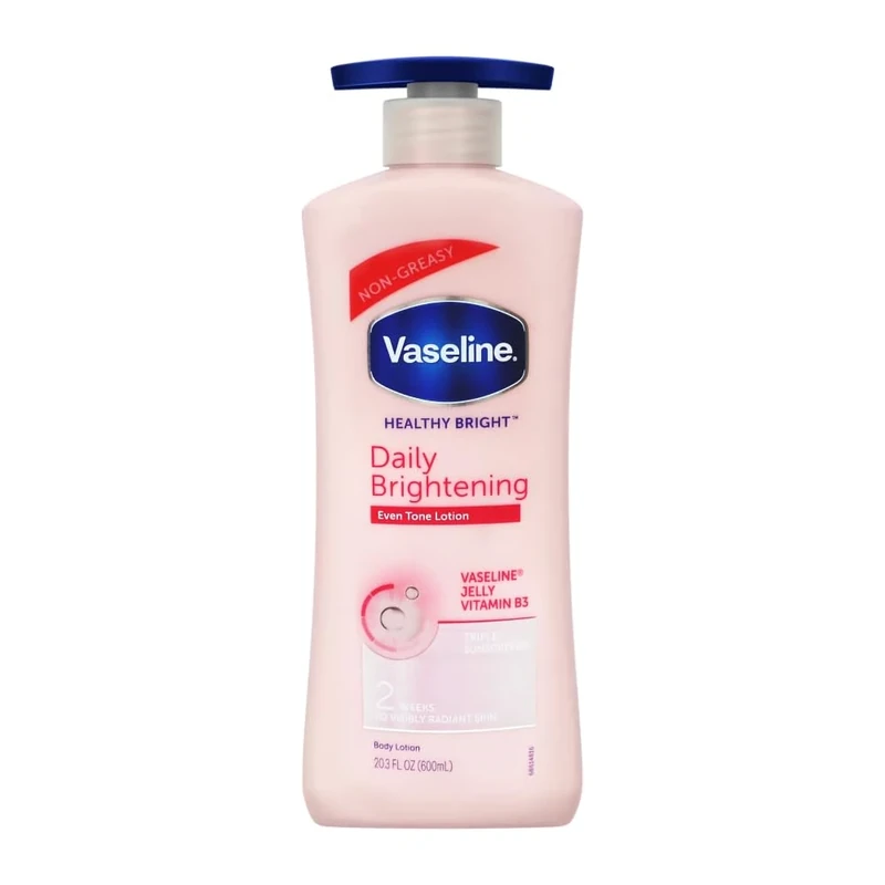 Vaseline Healthy Bright, Daily Brightening Daily Moisturizer, 600 ml, for Glowing Skin, with Vitamin B3, Visibly Radiant Skin in 2 Weeks, Lightweight, Non-sticky, Non-Oily Body Lotion, for Dry Skin