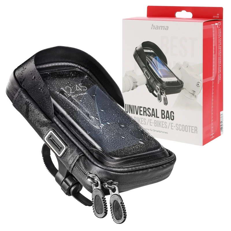 Hama Phone Bicycle Holder (Waterproof Bicycle Handlebar Holder Phone Case 8-16cm) Black
